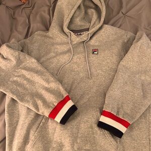 Fila Gray Hoodie with Red and Black Accents